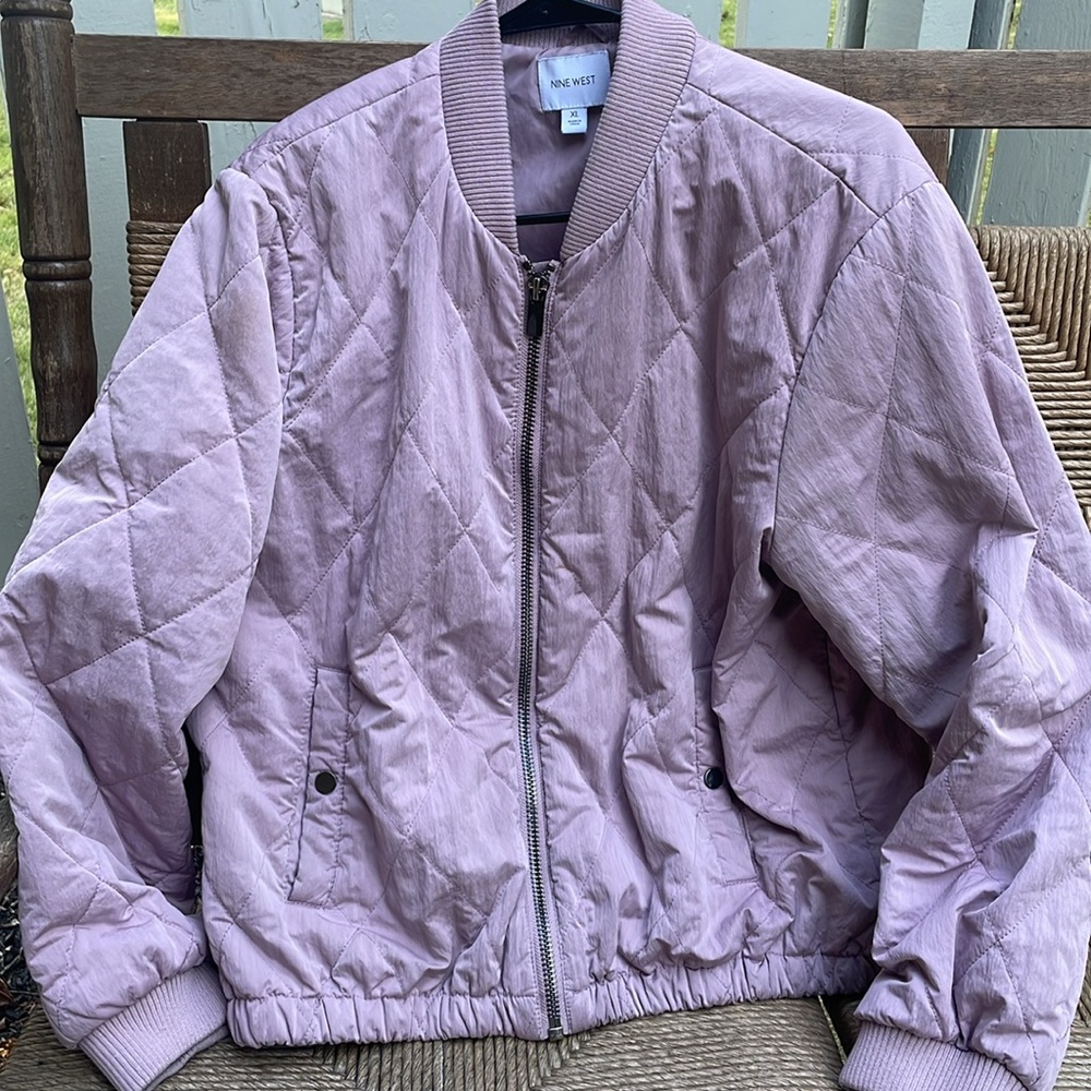 Nine West Blush Quilted Bomber Jacket